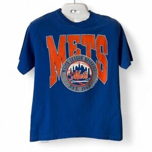 Vintage 90s New York Mets Spell Out Tee, Unisex Size L